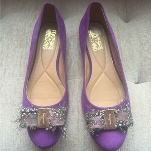 Salvatore Ferragamo Purple Heels with Embellished Bow